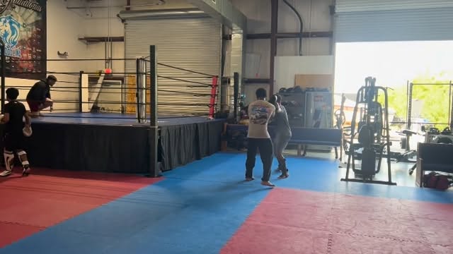 MMA sparring next to the ring at Tru Bloodline in Kemah, TX